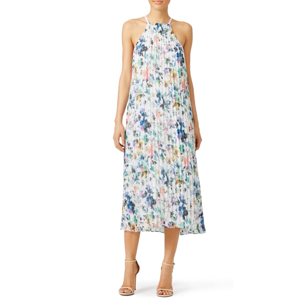 LIKELY • Floral Chester Pleated Maxi Dress Baby Bump Friendly Wedding Shower - Picture 2 of 8